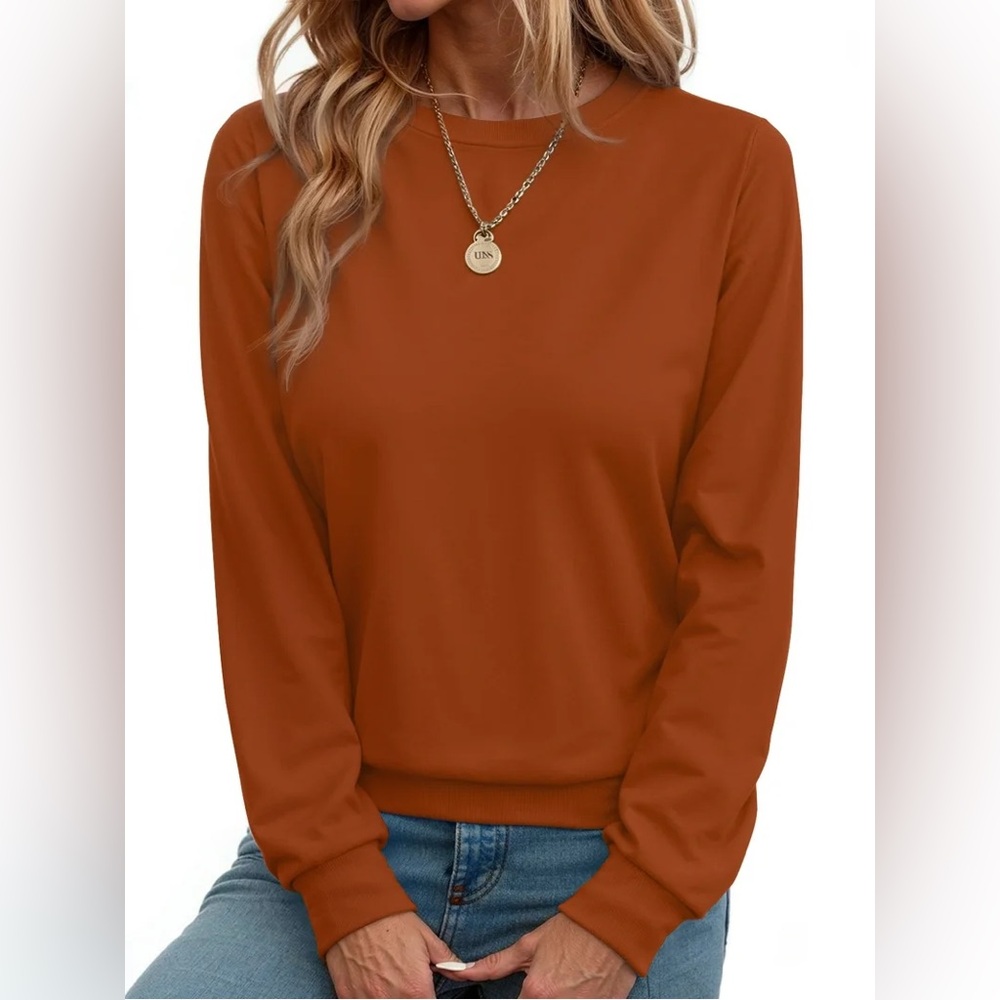 Fantaslook‎ Long Sleeve Crewneck Sweatshirt Rust Brown Women’s Size XL